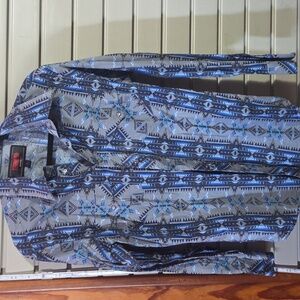 Western Geometric Patterned Button-Up Shirt